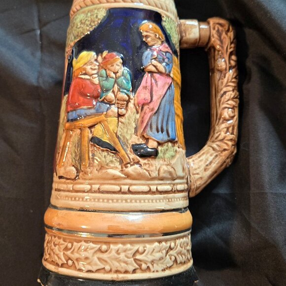 Vintage Ceramic German Beer Stein Music Box (not working) & Village Relief - Picture 1 of 10